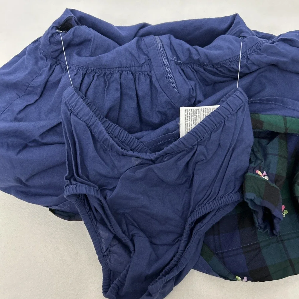 Gap x Sarah Jessica‎ Parker Dress & Bloomers 2T Collared Blue Green Plaid Floral